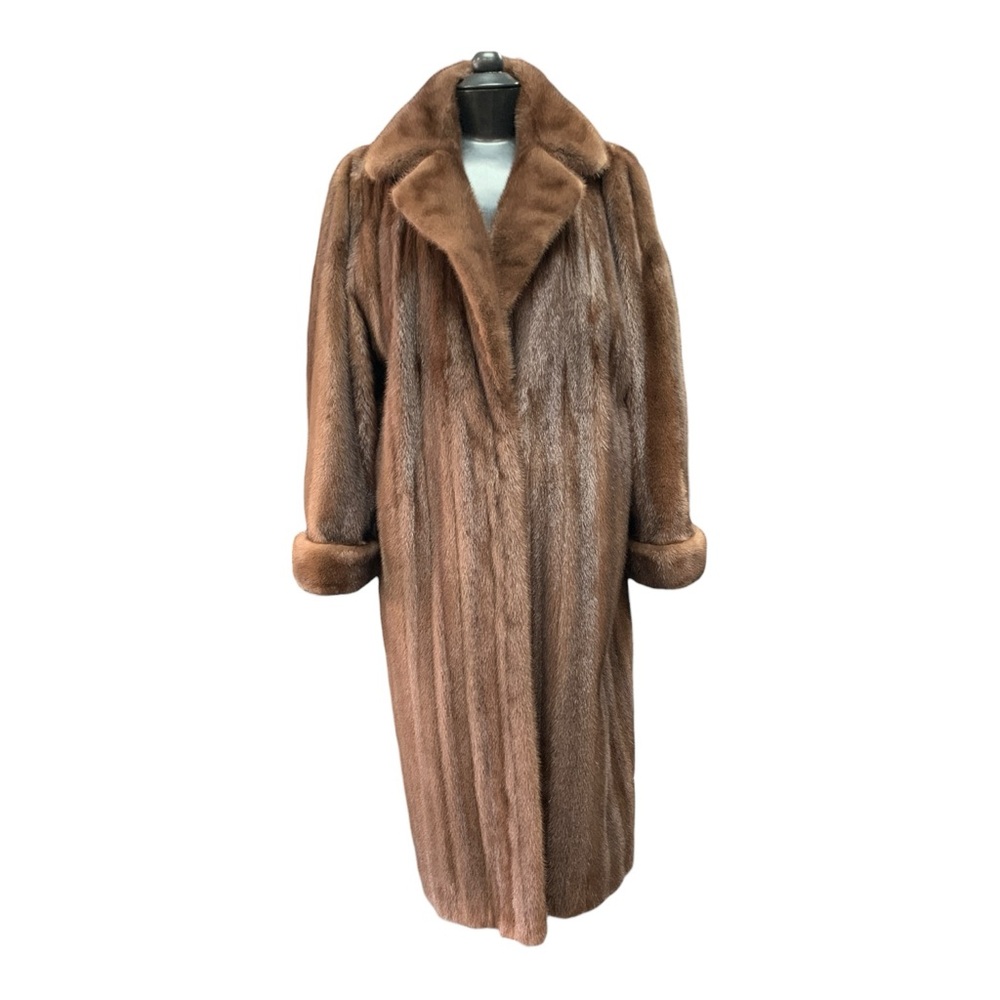 Brown Genuine Mink Full Length Collared Coat